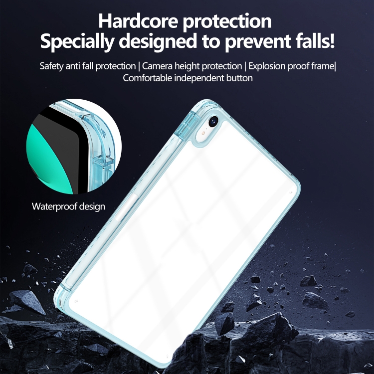 For iPad Air 11 2024 / 2022 10.9 Acrylic Hybrid TPU Tablet Case with Pen Slot(Light Blue)