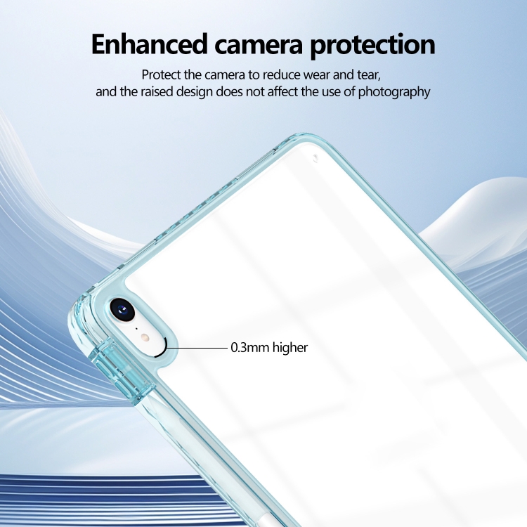 For iPad Air 11 2024 / 2022 10.9 Acrylic Hybrid TPU Tablet Case with Pen Slot(Light Blue)