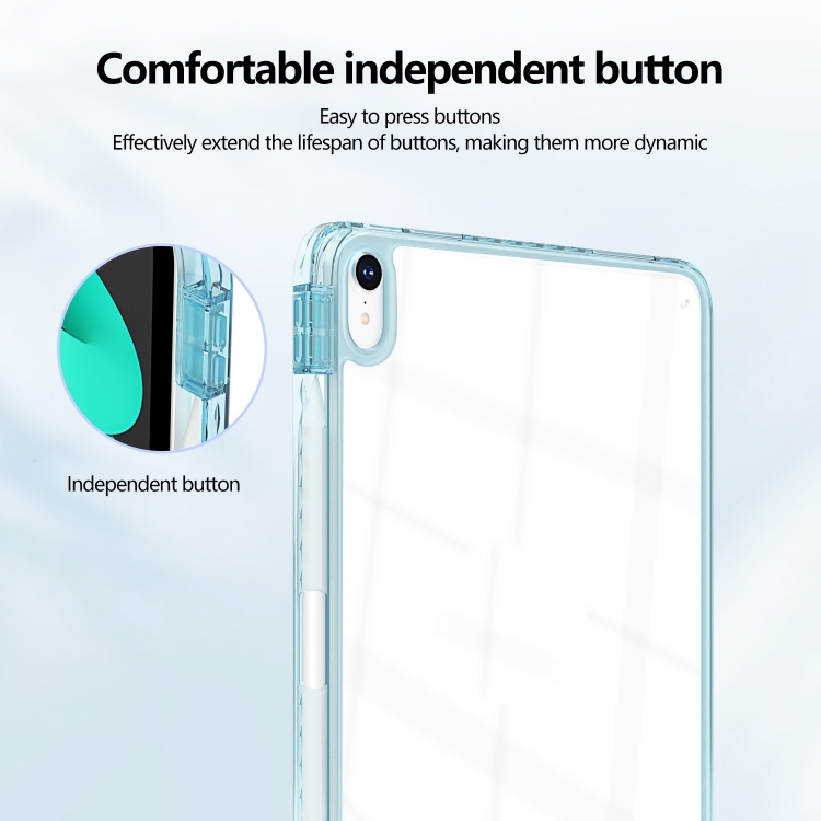 For iPad Air 11 2024 / 2022 10.9 Acrylic Hybrid TPU Tablet Case with Pen Slot(Light Blue)