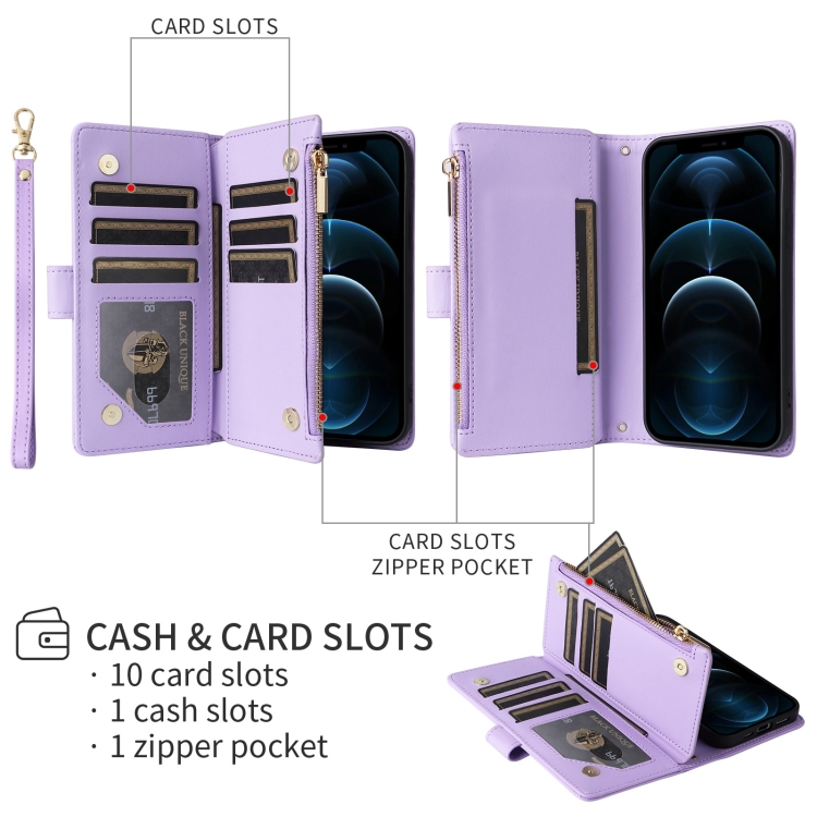 For iPhone 16 Plus Crossbody Zipper Wallet Rhombus Leather Phone Case(Purple) For iPhone 16 Plus Crossbody Zipper Wallet Rhombus Leather Phone Case(Purple)