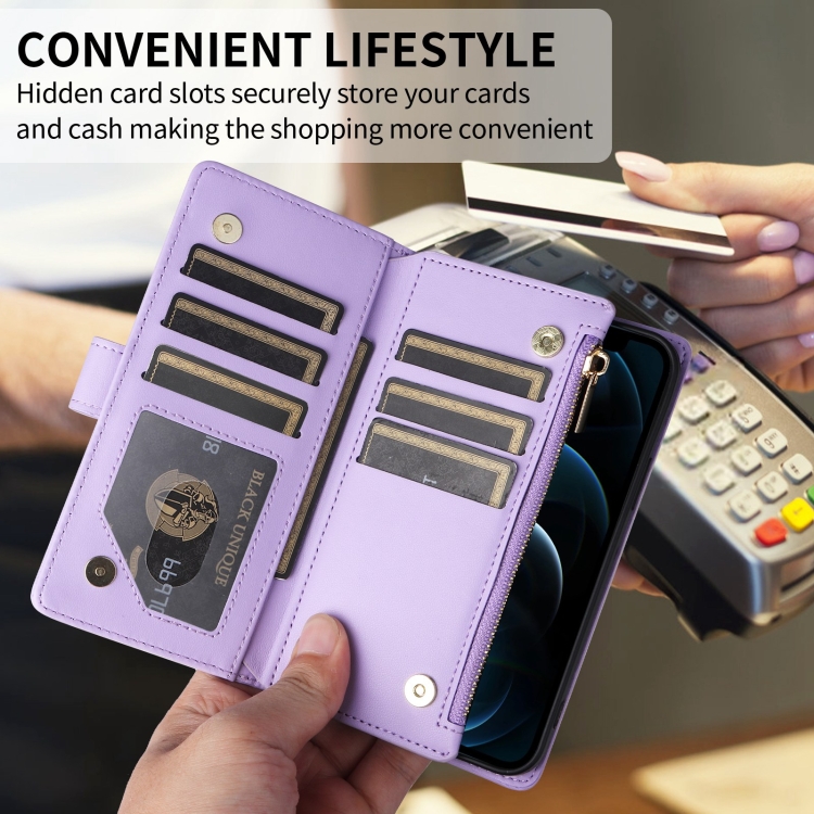 For iPhone 16 Plus Crossbody Zipper Wallet Rhombus Leather Phone Case(Purple) For iPhone 16 Plus Crossbody Zipper Wallet Rhombus Leather Phone Case(Purple)