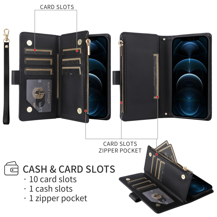 For iPhone 15 Plus / 14 Plus Crossbody Zipper Wallet Rhombus Leather Phone Case(Black)