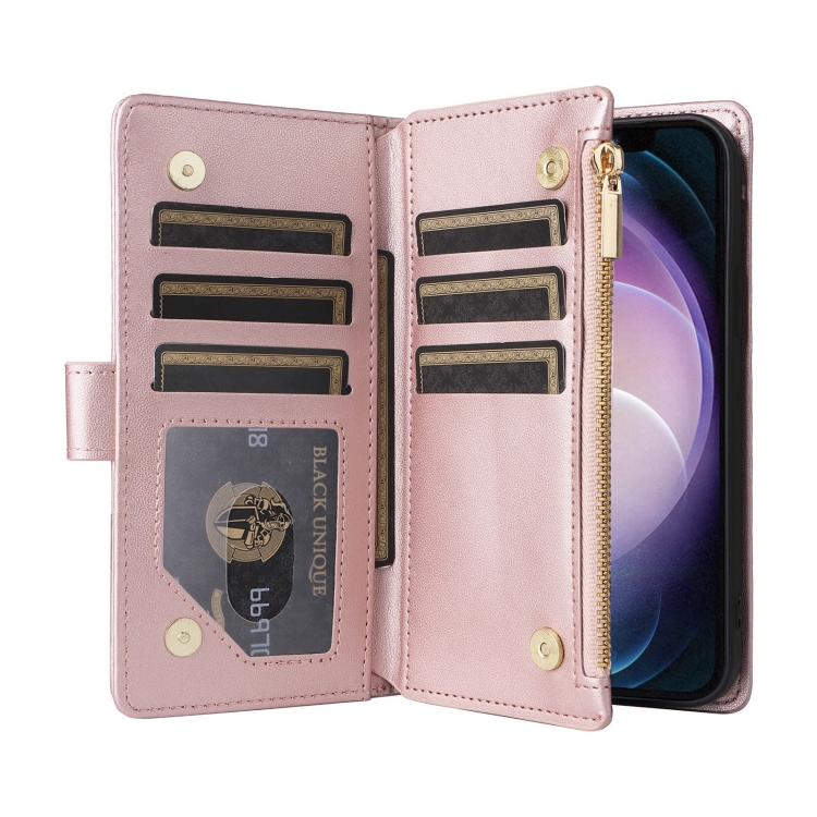 For Samsung Galaxy S23+ 5G Crossbody Zipper Wallet Rhombus Leather Phone Case(Rose Gold) For Samsung Galaxy S23+ 5G Crossbody Zipper Wallet Rhombus Leather Phone Case(Rose Gold)