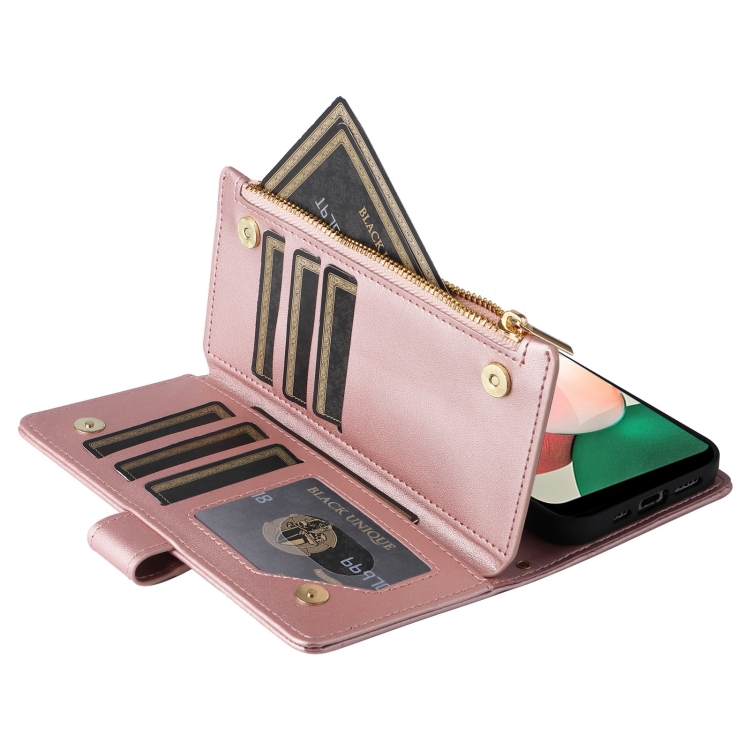 For Samsung Galaxy S22 5G Crossbody Zipper Wallet Rhombus Leather Phone Case(Rose Gold) For Samsung Galaxy S22 5G Crossbody Zipper Wallet Rhombus Leather Phone Case(Rose Gold)