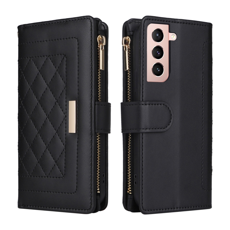 For Samsung Galaxy S21 5G Crossbody Zipper Wallet Rhombus Leather Phone Case(Black) For Samsung Galaxy S21 5G Crossbody Zipper Wallet Rhombus Leather Phone Case(Black)