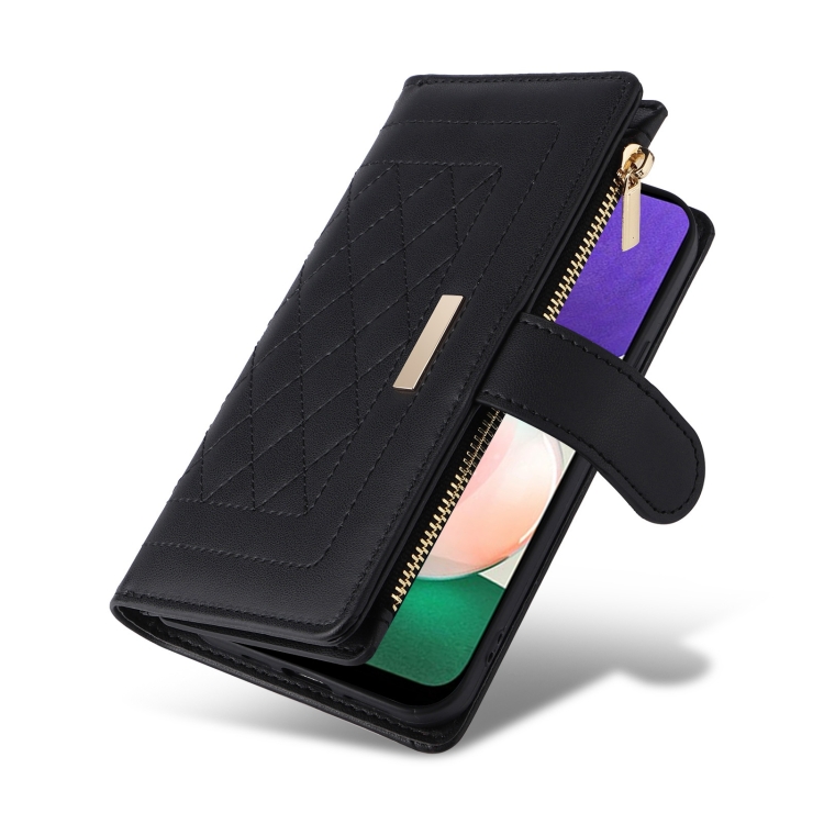 For Samsung Galaxy S21 5G Crossbody Zipper Wallet Rhombus Leather Phone Case(Black) For Samsung Galaxy S21 5G Crossbody Zipper Wallet Rhombus Leather Phone Case(Black)