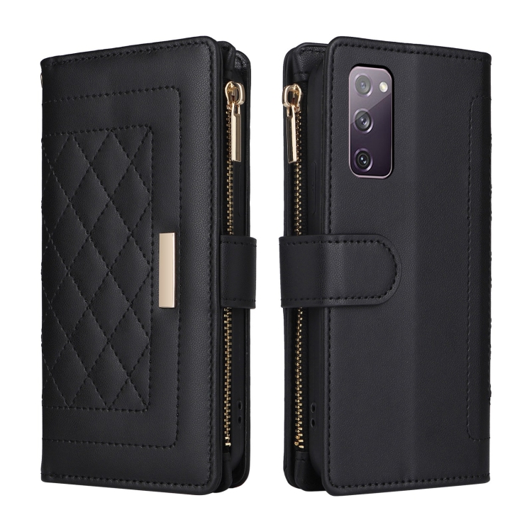 For Samsung Galaxy S20 FE Crossbody Zipper Wallet Rhombus Leather Phone Case(Black) For Samsung Galaxy S20 FE Crossbody Zipper Wallet Rhombus Leather Phone Case(Black)