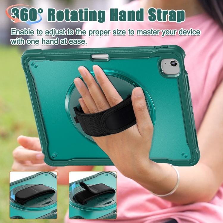 For iPad Air 13 2024 Heavy Duty Hybrid Tablet Case with Hand Grip & Strap(Dark Green) For iPad Air 13 2024 Heavy Duty Hybrid Tablet Case with Hand Grip & Strap(Dark Green)