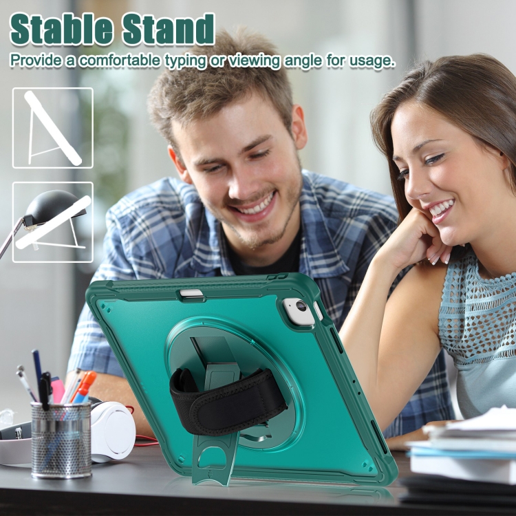 For iPad Air 13 2024 Heavy Duty Hybrid Tablet Case with Hand Grip & Strap(Dark Green) For iPad Air 13 2024 Heavy Duty Hybrid Tablet Case with Hand Grip & Strap(Dark Green)
