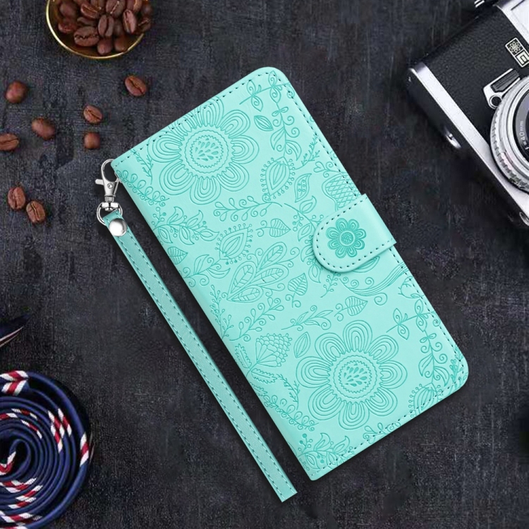 For Samsung Galaxy S24 FE 5G Floral Embossed Pattern Leather Phone Case(Light Green) For Samsung Galaxy S24 FE 5G Floral Embossed Pattern Leather Phone Case(Light Green)