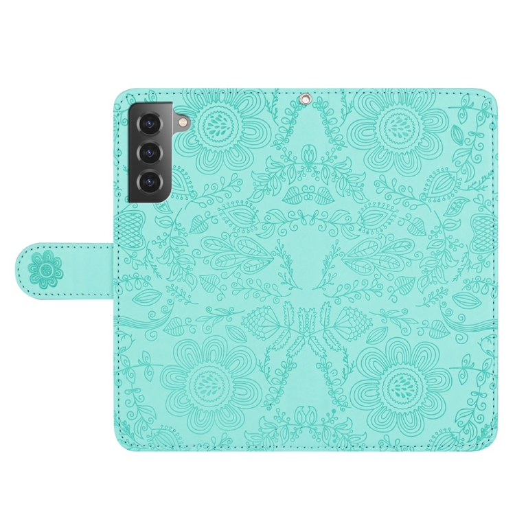 For Samsung Galaxy S22 5G Floral Embossed Pattern Leather Phone Case(Light Green) For Samsung Galaxy S22 5G Floral Embossed Pattern Leather Phone Case(Light Green)