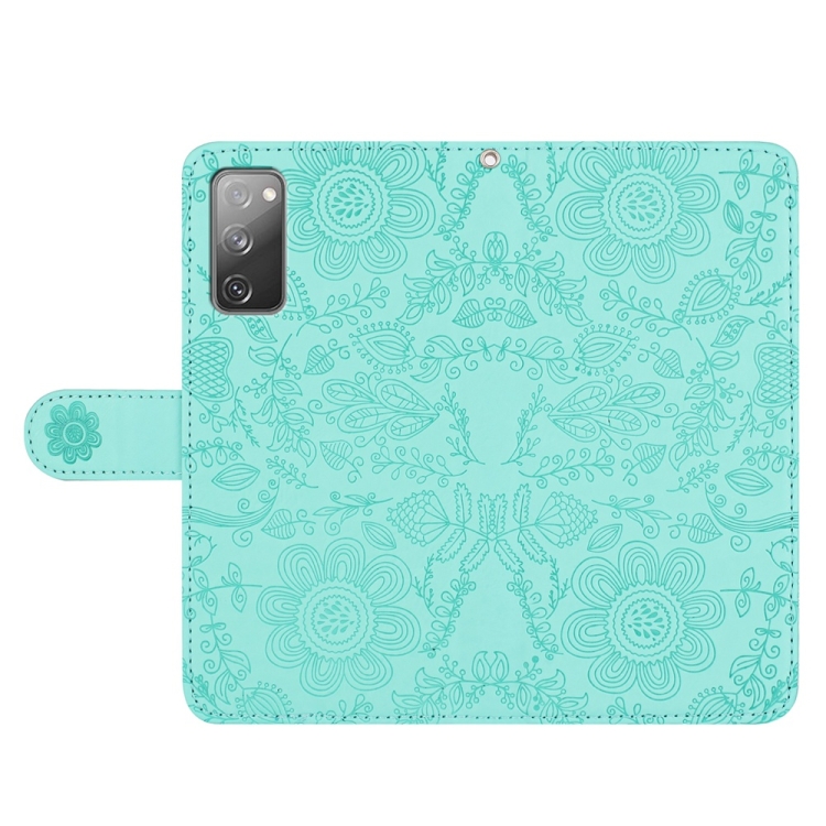For Samsung Galaxy S20 FE 5G Floral Embossed Pattern Leather Phone Case(Light Green) For Samsung Galaxy S20 FE 5G Floral Embossed Pattern Leather Phone Case(Light Green)