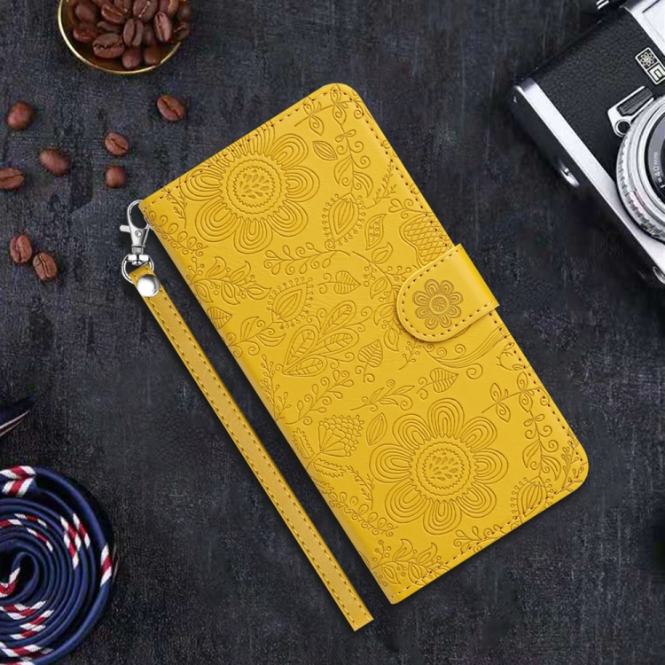 For Samsung Galaxy S25+ 5G Floral Embossed Pattern Leather Phone Case(Yellow) For Samsung Galaxy S25+ 5G Floral Embossed Pattern Leather Phone Case(Yellow)