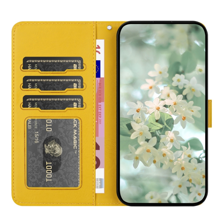 For Samsung Galaxy S25+ 5G Floral Embossed Pattern Leather Phone Case(Yellow) For Samsung Galaxy S25+ 5G Floral Embossed Pattern Leather Phone Case(Yellow)