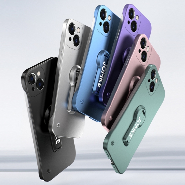For iPhone 15 Plus Baking Varnish 360 Rotate Holder No Frame PC Phone Case(Blue) For iPhone 15 Plus Baking Varnish 360 Rotate Holder No Frame PC Phone Case(Blue)