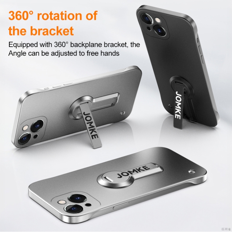 For iPhone 15 Plus Baking Varnish 360 Rotate Holder No Frame PC Phone Case(Blue) For iPhone 15 Plus Baking Varnish 360 Rotate Holder No Frame PC Phone Case(Blue)