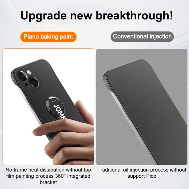 For iPhone 15 Plus Baking Varnish 360 Rotate Holder No Frame PC Phone Case(Blue) For iPhone 15 Plus Baking Varnish 360 Rotate Holder No Frame PC Phone Case(Blue)