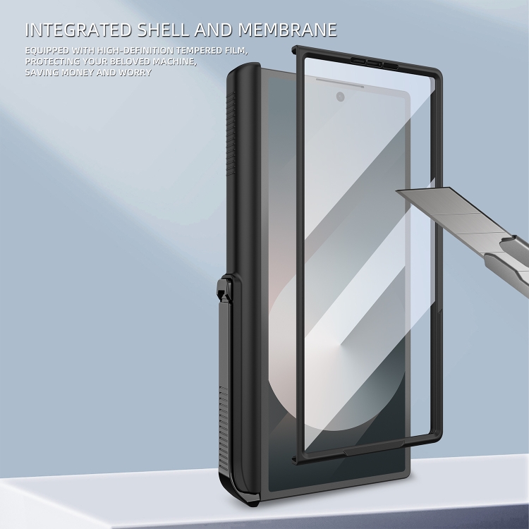 For Samsung Galaxy Z Fold6 Integrated Cube Hinge Phone Case with Spring Holder(Silver) For Samsung Galaxy Z Fold6 Integrated Cube Hinge Phone Case with Spring Holder(Silver)