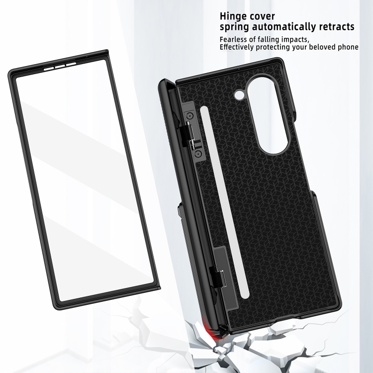 For Samsung Galaxy Z Fold6 Integrated Cube Hinge Phone Case with Spring Holder(Silver) For Samsung Galaxy Z Fold6 Integrated Cube Hinge Phone Case with Spring Holder(Silver)