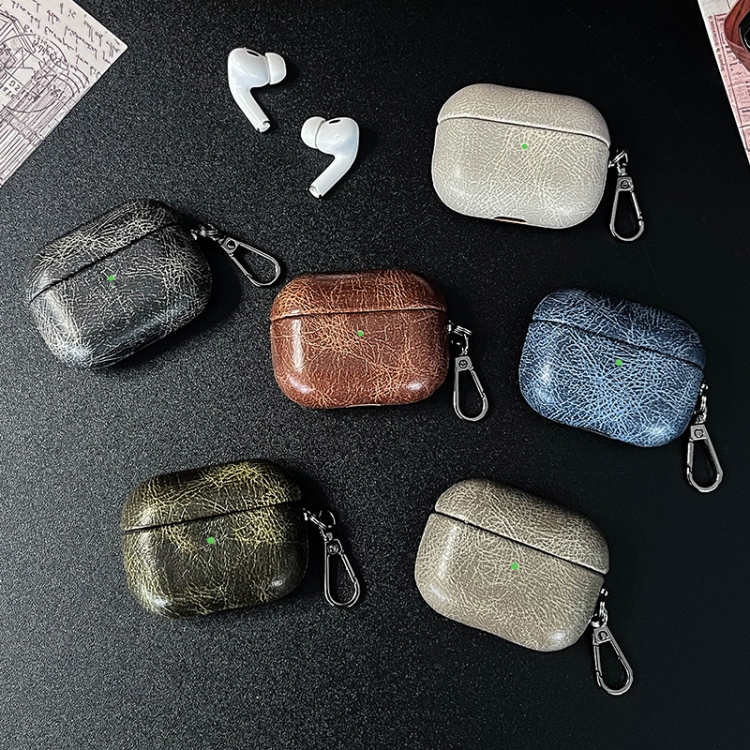 For AirPods Pro Retro Oil Leather Bluetooth Earphones Protective Case(Army Green) For AirPods Pro Retro Oil Leather Bluetooth Earphones Protective Case(Army Green)