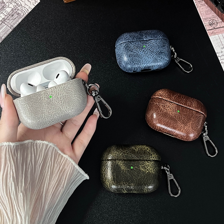 For AirPods Pro Retro Oil Leather Bluetooth Earphones Protective Case(Army Green) For AirPods Pro Retro Oil Leather Bluetooth Earphones Protective Case(Army Green)