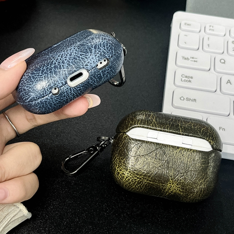 For AirPods Pro Retro Oil Leather Bluetooth Earphones Protective Case(Army Green) For AirPods Pro Retro Oil Leather Bluetooth Earphones Protective Case(Army Green)