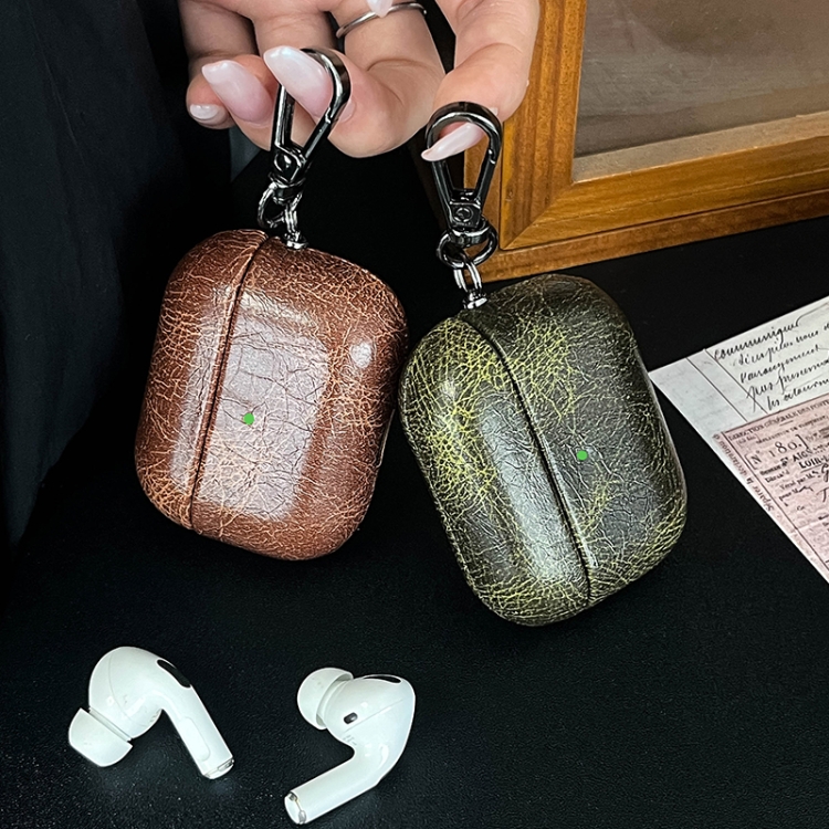 For AirPods Pro Retro Oil Leather Bluetooth Earphones Protective Case(Army Green) For AirPods Pro Retro Oil Leather Bluetooth Earphones Protective Case(Army Green)