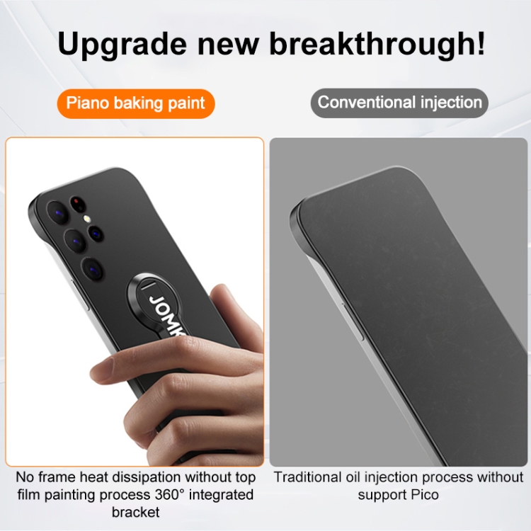 For Samsung Galaxy S23 Ultra 5G Baking Varnish 360 Rotate Holder No Frame PC Phone Case(Silver)