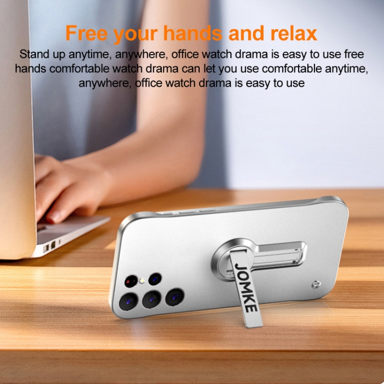 For Samsung Galaxy S23 Ultra 5G Baking Varnish 360 Rotate Holder No Frame PC Phone Case(Silver)