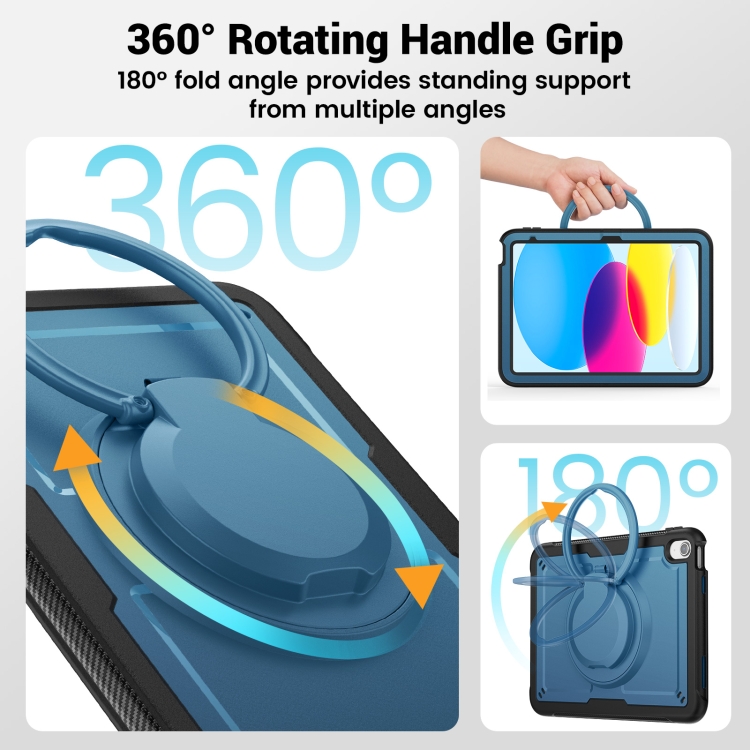 For iPad 10th Gen 10.9 2022 Honeycomb Hybrid Tablet Case with Handle Holder & Strap(Navy Blue) For iPad 10th Gen 10.9 2022 Honeycomb Hybrid Tablet Case with Handle Holder & Strap(Navy Blue)