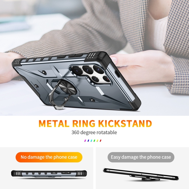 For Samsung Galaxy S24 Ultra 5G Ring Holder Phone Case(Grey)