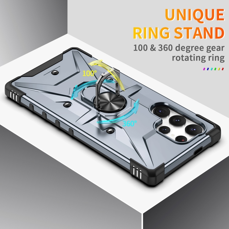 For Samsung Galaxy S24 Ultra 5G Ring Holder Phone Case(Grey)