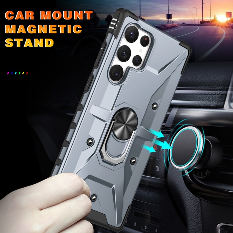 For Samsung Galaxy S24 Ultra 5G Ring Holder Phone Case(Grey)