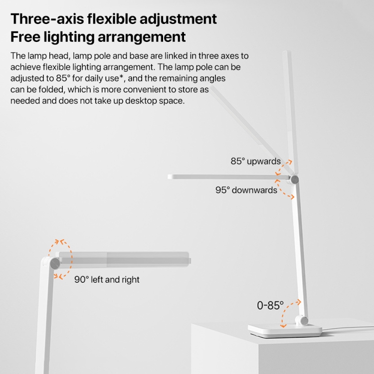 ⁧مصباح مكتب Xiaomi Mijia LED الأصلي 2 Lite مضاد للأشعة الزرقاء بثلاثة مستويات من السطوع، قابس أمريكي (أبيض)⁩ - 4