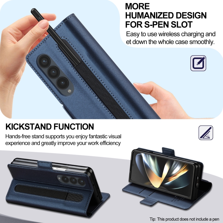For Samsung Galaxy Z Fold4 LC.IMEEKE L1 Series Frosted Fine Texture PU Phone Case with Pen Slot, Pen Not Included(Blue) For Samsung Galaxy Z Fold4 LC.IMEEKE L1 Series Frosted Fine Texture PU Phone Case with Pen Slot, Pen Not Included(Blue)