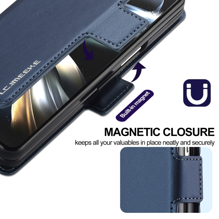 For Samsung Galaxy Z Fold4 LC.IMEEKE L1 Series Frosted Fine Texture PU Phone Case with Pen Slot, Pen Not Included(Blue) For Samsung Galaxy Z Fold4 LC.IMEEKE L1 Series Frosted Fine Texture PU Phone Case with Pen Slot, Pen Not Included(Blue)