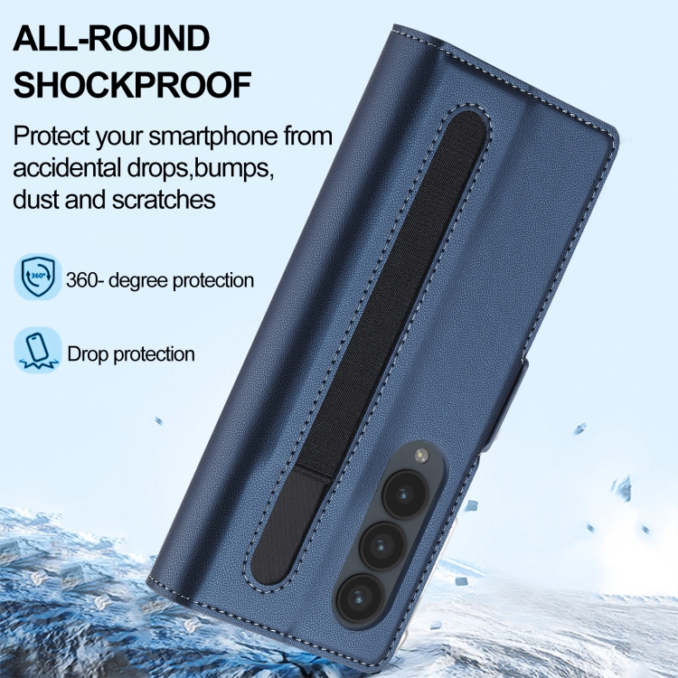 For Samsung Galaxy Z Fold4 LC.IMEEKE L1 Series Frosted Fine Texture PU Phone Case with Pen Slot, Pen Not Included(Blue) For Samsung Galaxy Z Fold4 LC.IMEEKE L1 Series Frosted Fine Texture PU Phone Case with Pen Slot, Pen Not Included(Blue)