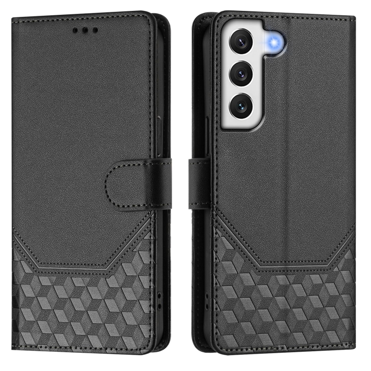 For Samsung Galaxy S22 5G Honeycomb Embossing RFID Leather Phone Case(Black) For Samsung Galaxy S22 5G Honeycomb Embossing RFID Leather Phone Case(Black)
