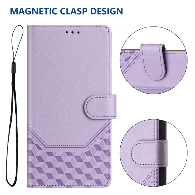 For Samsung Galaxy S23 FE 5G Honeycomb Embossing RFID Leather Phone Case(Light Purple)