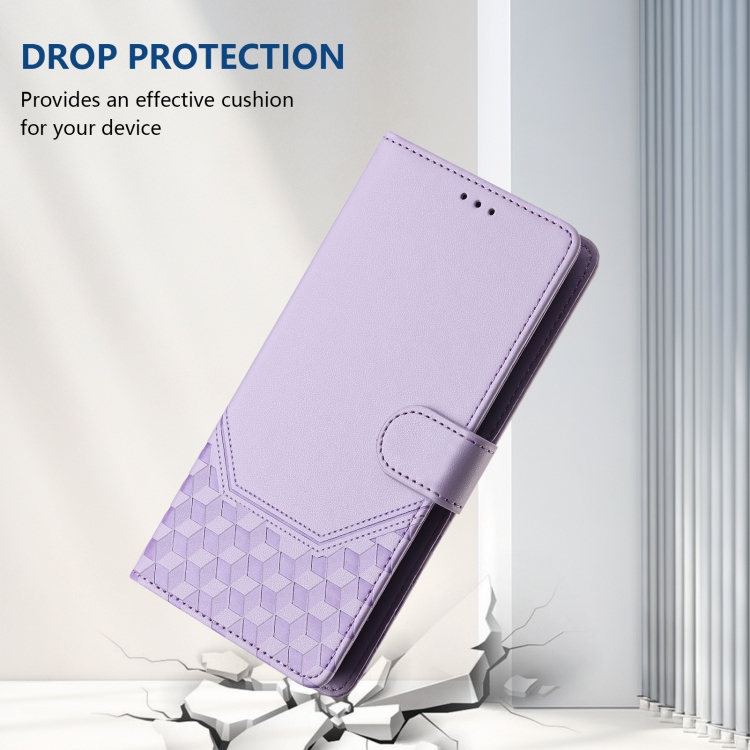 For Samsung Galaxy S23 FE 5G Honeycomb Embossing RFID Leather Phone Case(Light Purple)