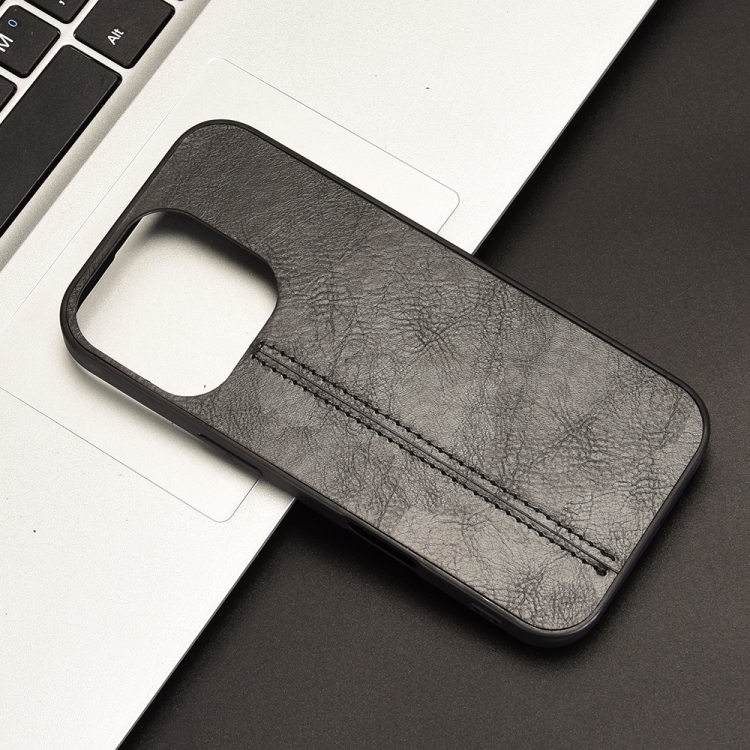 For iPhone 16 Pro Cow Pattern Sewing Card Bag Phone Case(Black) For iPhone 16 Pro Cow Pattern Sewing Card Bag Phone Case(Black)
