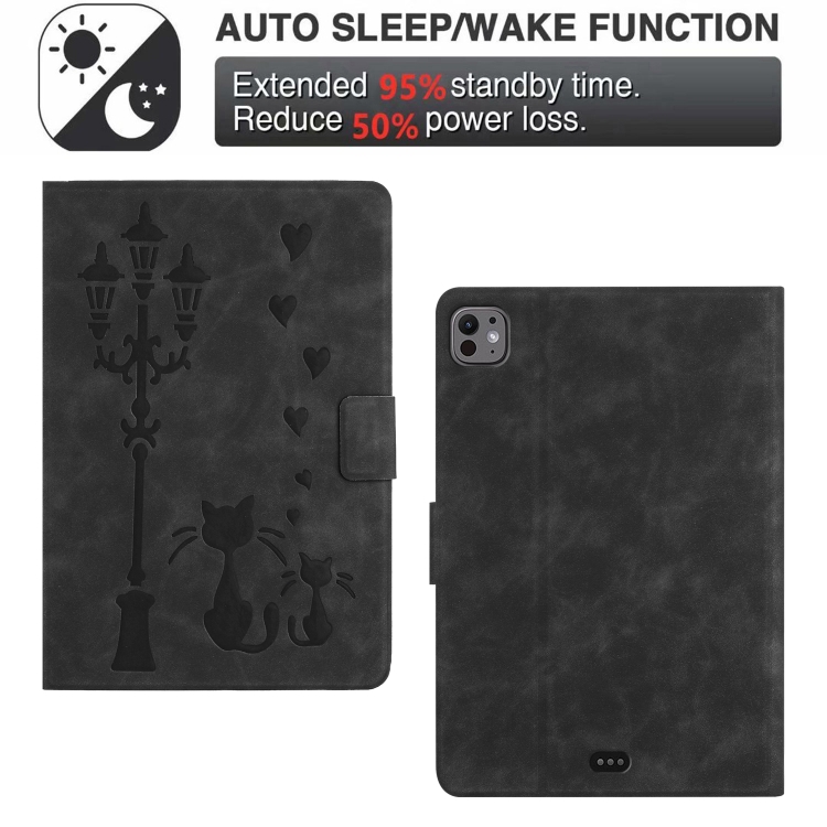For iPad Air 10.9 2022 / 2020 Embossed Couple Cat Smart Tablet Leather Case(Black) For iPad Air 10.9 2022 / 2020 Embossed Couple Cat Smart Tablet Leather Case(Black)
