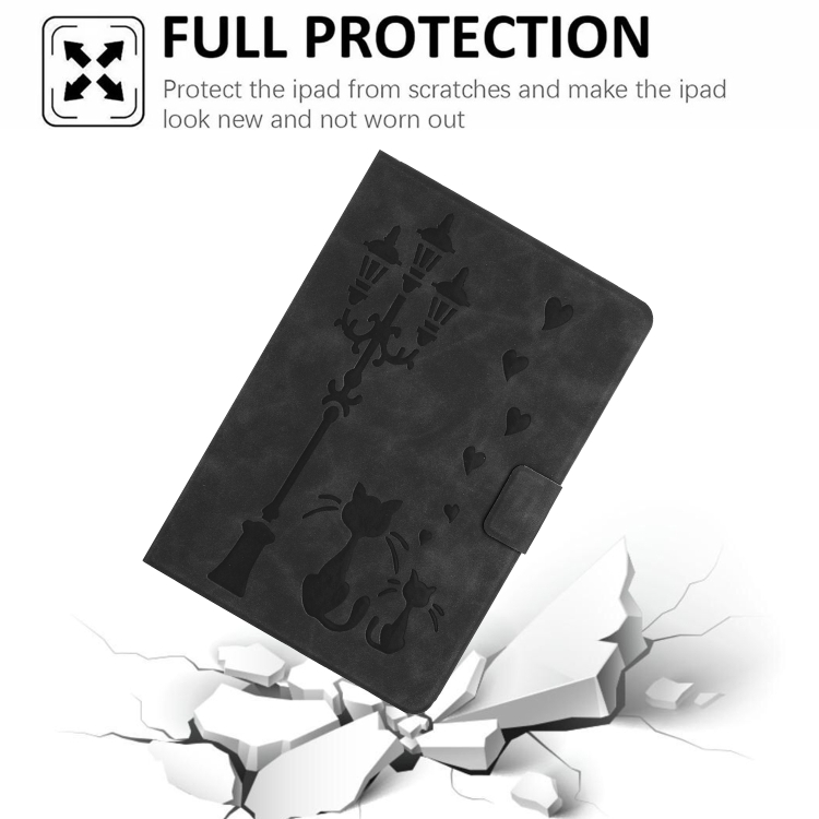 For iPad Air 10.9 2022 / 2020 Embossed Couple Cat Smart Tablet Leather Case(Black) For iPad Air 10.9 2022 / 2020 Embossed Couple Cat Smart Tablet Leather Case(Black)