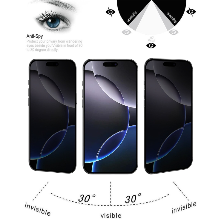 For iPhone 16 Pro Max 25pcs Full Cover Anti-spy Silk Screen Tempered Glass Film For iPhone 16 Pro Max 25pcs Full Cover Anti-spy Silk Screen Tempered Glass Film