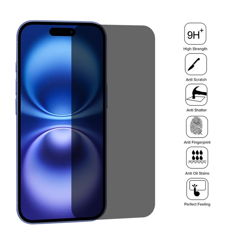 For iPhone 16 25pcs High Transparency Full Cover Anti-spy Tempered Glass Film For iPhone 16 25pcs High Transparency Full Cover Anti-spy Tempered Glass Film