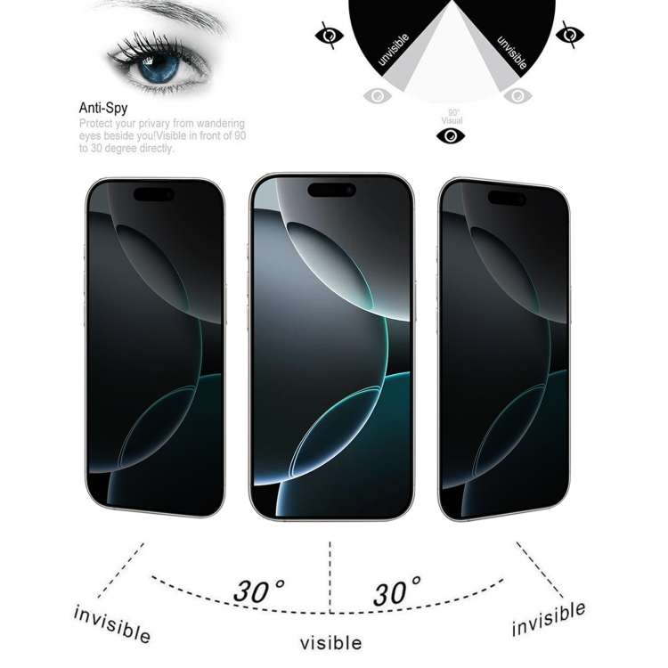 For iPhone 16 Pro 25pcs High Transparency Full Cover Anti-spy Tempered Glass Film For iPhone 16 Pro 25pcs High Transparency Full Cover Anti-spy Tempered Glass Film