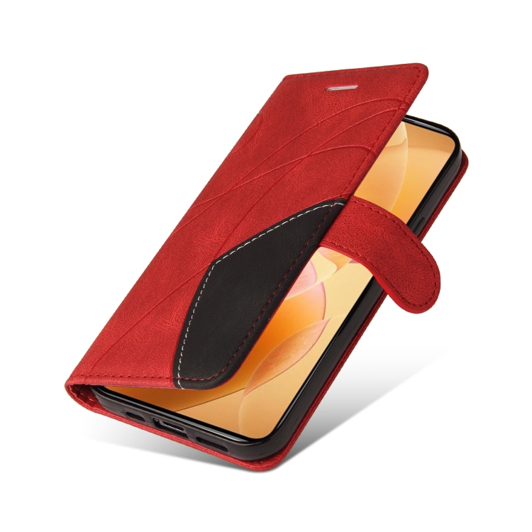 For Xiaomi 14T Pro Dual-color Splicing Flip Leather Phone Case(Red)