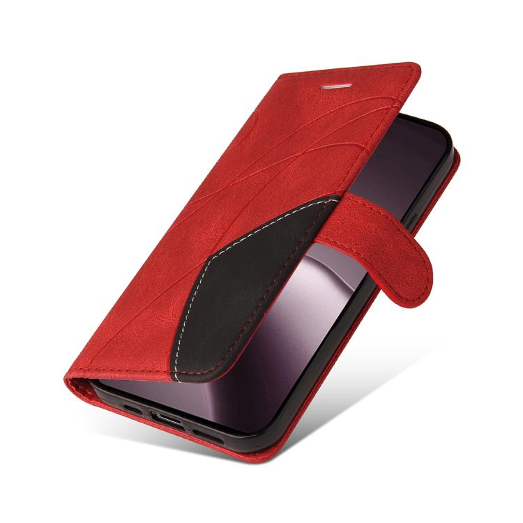 For Xiaomi 15T 5G Dual-color Splicing Flip Leather Phone Case(Red)