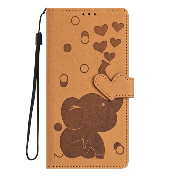 For iPhone 16 Cartoon Elephant Embossed Leather Phone Case(Yellow) For iPhone 16 Cartoon Elephant Embossed Leather Phone Case(Yellow)