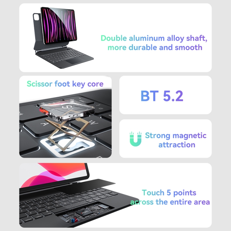 For iPad 10th Gen 10.9 2022 Yesido Dual-sided Clip Digital Display Magnetic Keyboard Leather Case(Black) For iPad 10th Gen 10.9 2022 Yesido Dual-sided Clip Digital Display Magnetic Keyboard Leather Case(Black)
